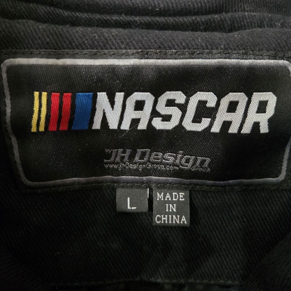 JH Design Nascar Racing Logo Jacket Sz Large Racing Stripes Embroidered - Picture 7 of 8
